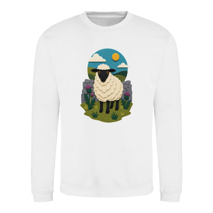 Sheep by the Stone Wall Adult Sweatshirt - Felt & Fauna Arctic White colour variant image