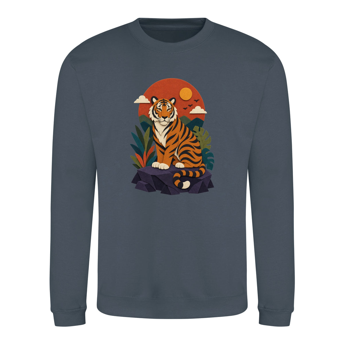 Tiger at Dusk Adult Sweatshirt - Felt & Fauna Airforce Blue colour variant image