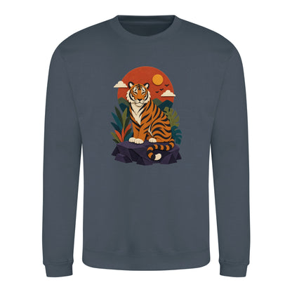 Tiger at Dusk Adult Sweatshirt - Felt & Fauna Airforce Blue colour variant image