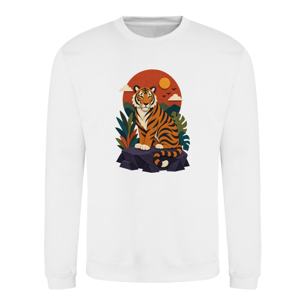 Tiger at Dusk Adult Sweatshirt - Felt & Fauna Arctic White colour variant image
