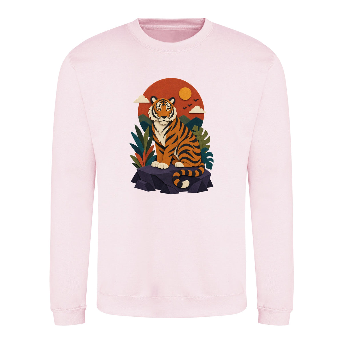 Tiger at Dusk Adult Sweatshirt - Felt & Fauna Baby Pink colour variant image
