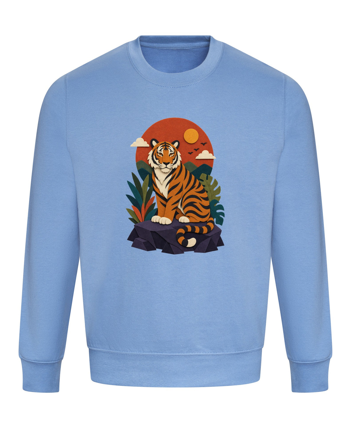Tiger at Dusk Adult Sweatshirt - Felt & Fauna Cornflower Blue colour variant image