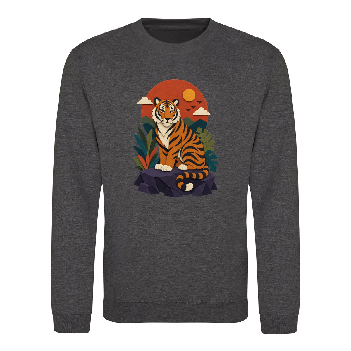 Tiger at Dusk Adult Sweatshirt - Felt & Fauna Charcoal colour variant image