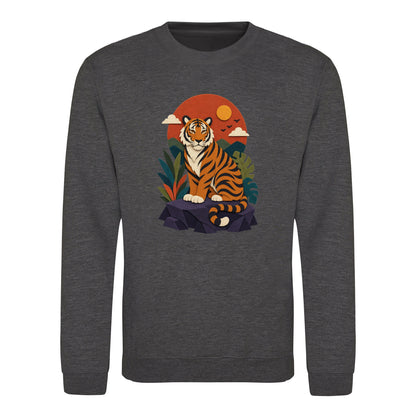 Tiger at Dusk Adult Sweatshirt - Felt & Fauna Charcoal colour variant image