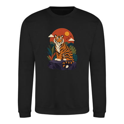Tiger at Dusk Adult Sweatshirt - Felt & Fauna Deep Black colour variant image