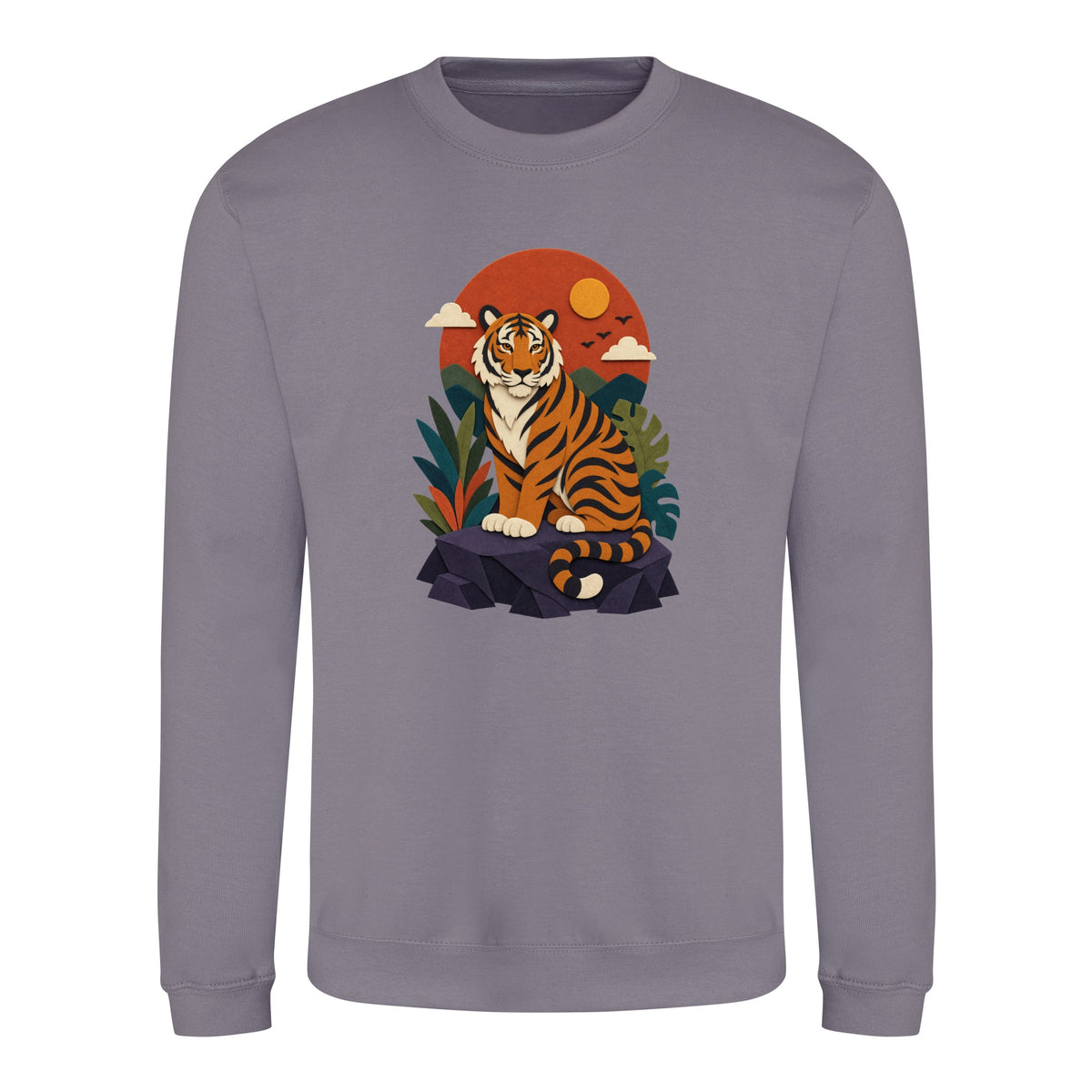 Tiger at Dusk Adult Sweatshirt - Felt & Fauna Dusty Lilac colour variant image