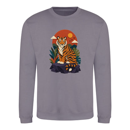 Tiger at Dusk Adult Sweatshirt - Felt & Fauna Dusty Lilac colour variant image