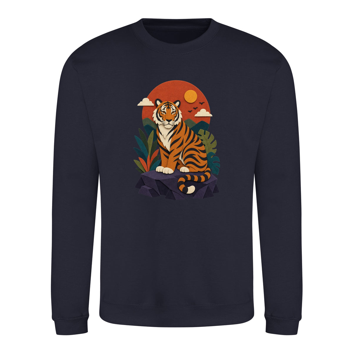 Tiger at Dusk Adult Sweatshirt - Felt & Fauna French Navy colour variant image