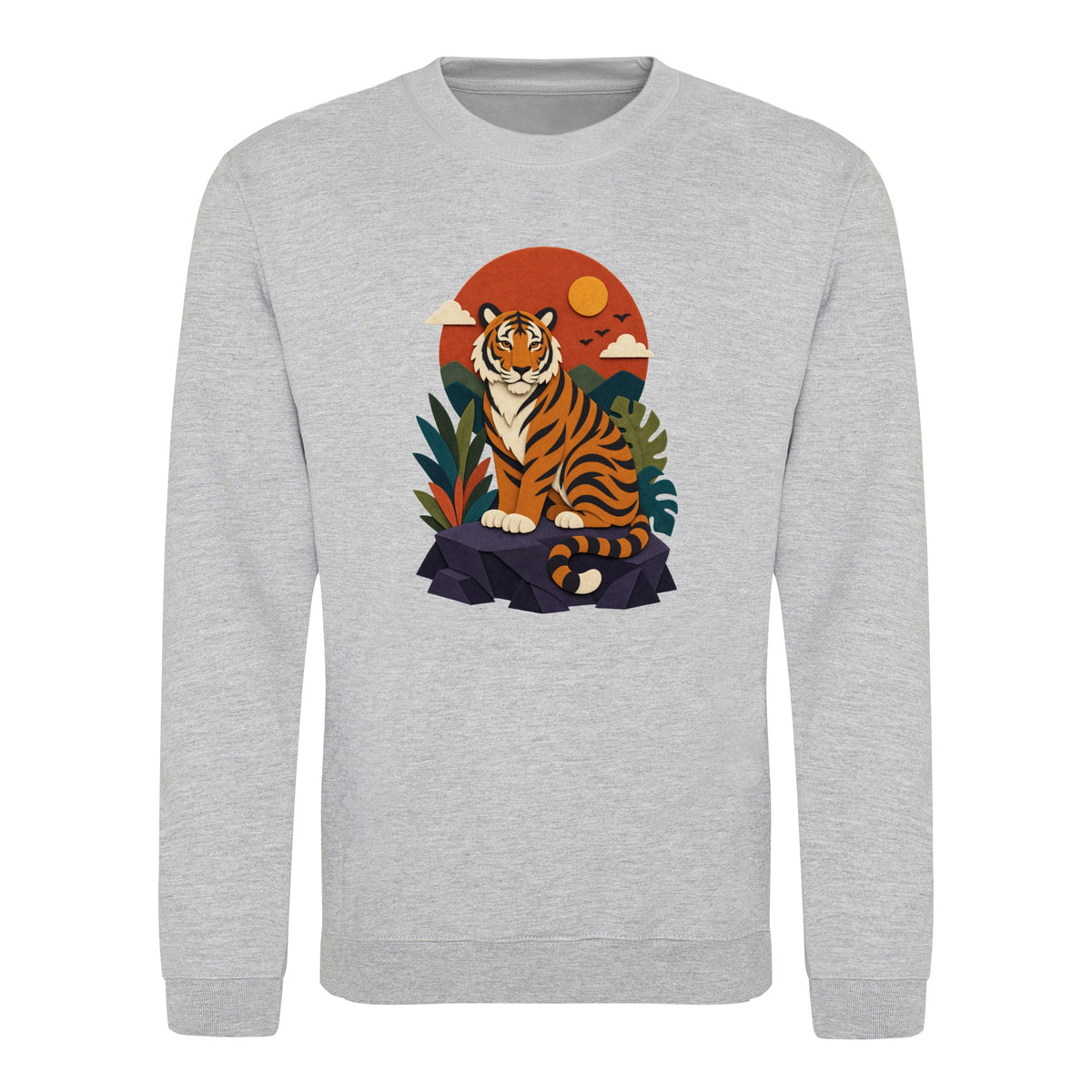 Tiger at Dusk Adult Sweatshirt - Felt & Fauna Heather Grey colour variant image