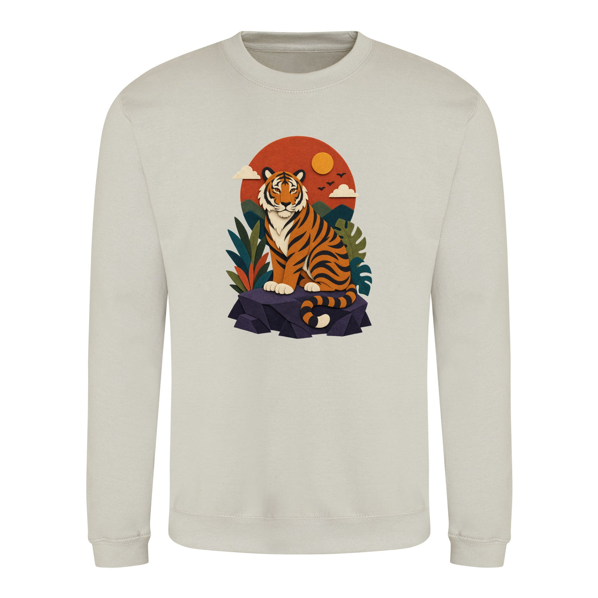 Tiger at Dusk Adult Sweatshirt - Felt & Fauna Natural Stone colour variant image