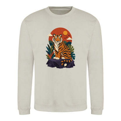 Tiger at Dusk Adult Sweatshirt - Felt & Fauna Natural Stone colour variant image