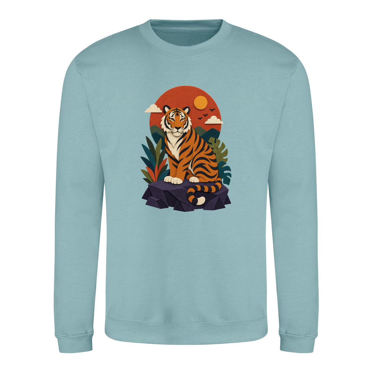 Tiger at Dusk Adult Sweatshirt - Felt & Fauna Seafoam colour variant image