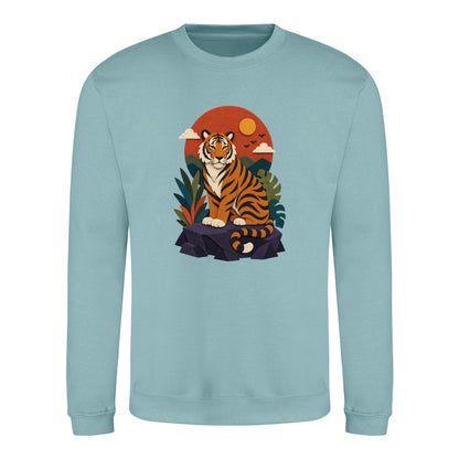 Tiger at Dusk Adult Sweatshirt - Felt & Fauna Seafoam colour variant image