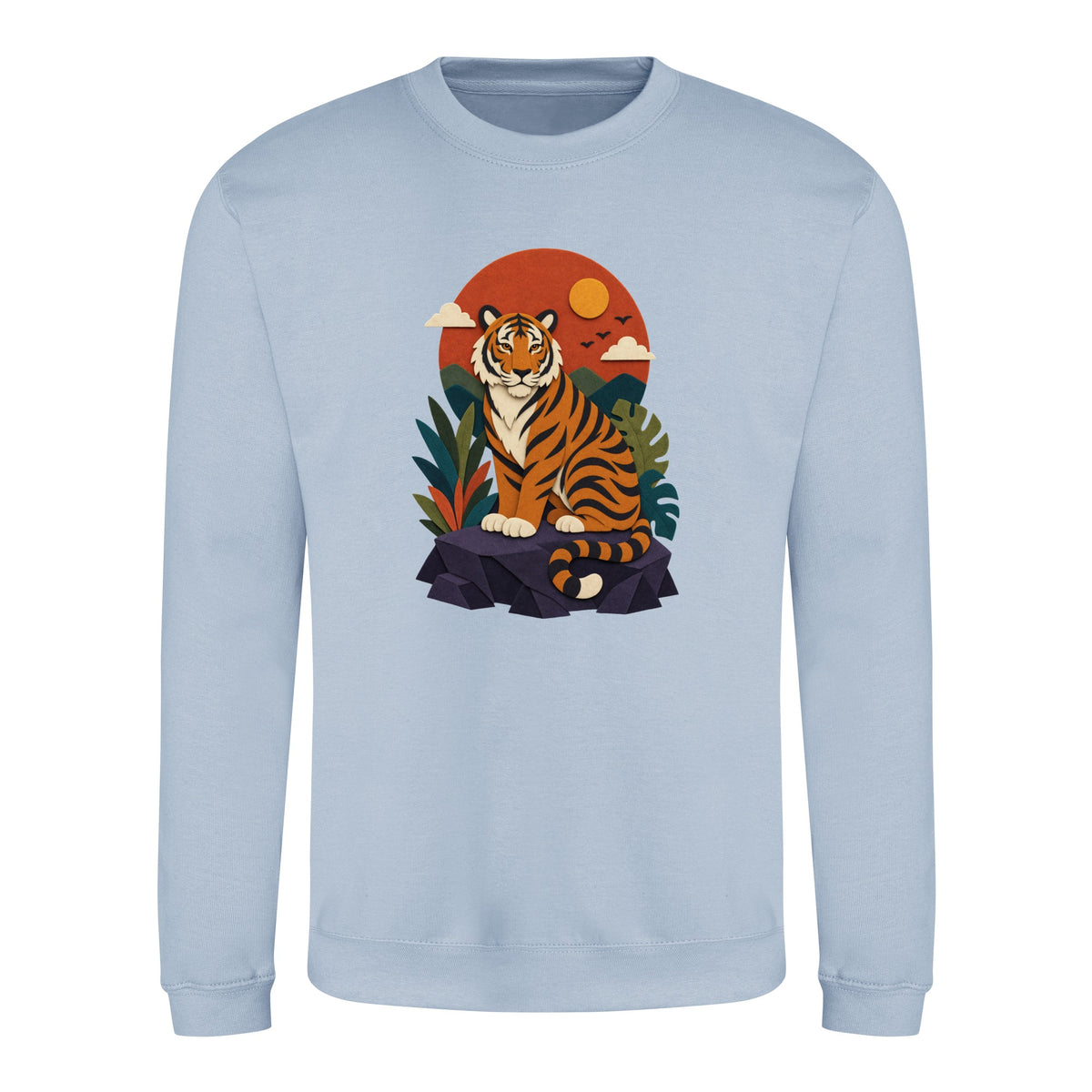 Tiger at Dusk Adult Sweatshirt - Felt & Fauna Sky Blue colour variant image