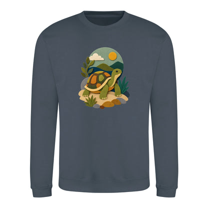 Tortoise on the Trail Adult Sweatshirt - Felt & Fauna Airforce Blue colour variant image
