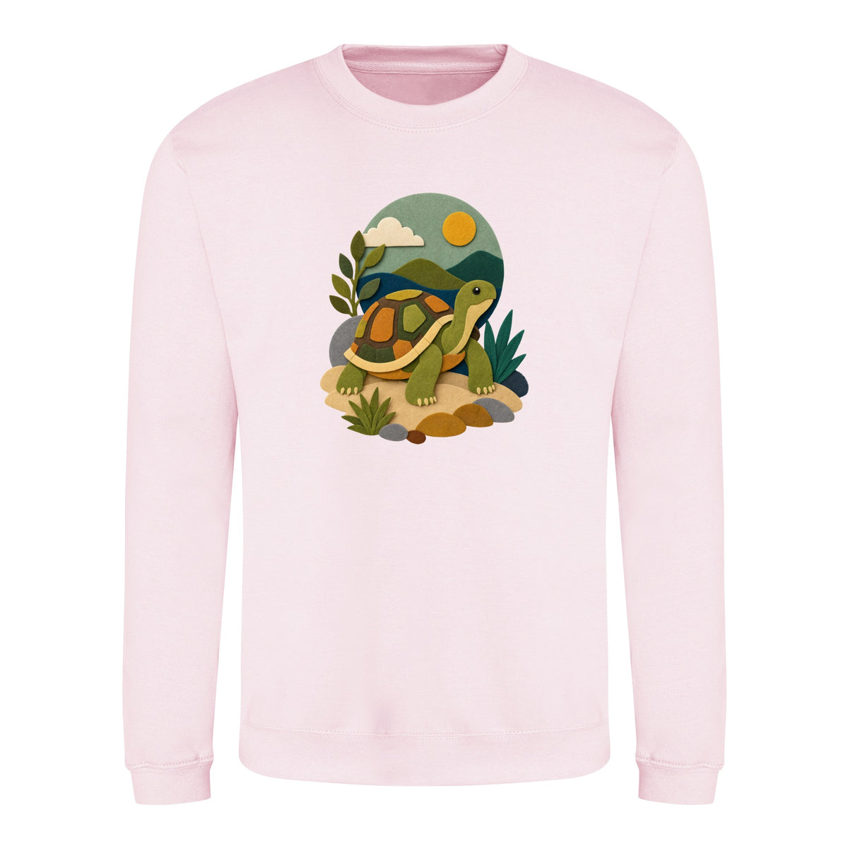 Tortoise on the Trail Adult Sweatshirt - Felt & Fauna Baby Pink colour variant image