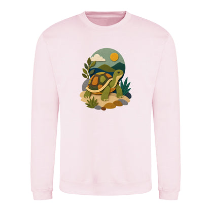 Tortoise on the Trail Adult Sweatshirt - Felt & Fauna Baby Pink colour variant image