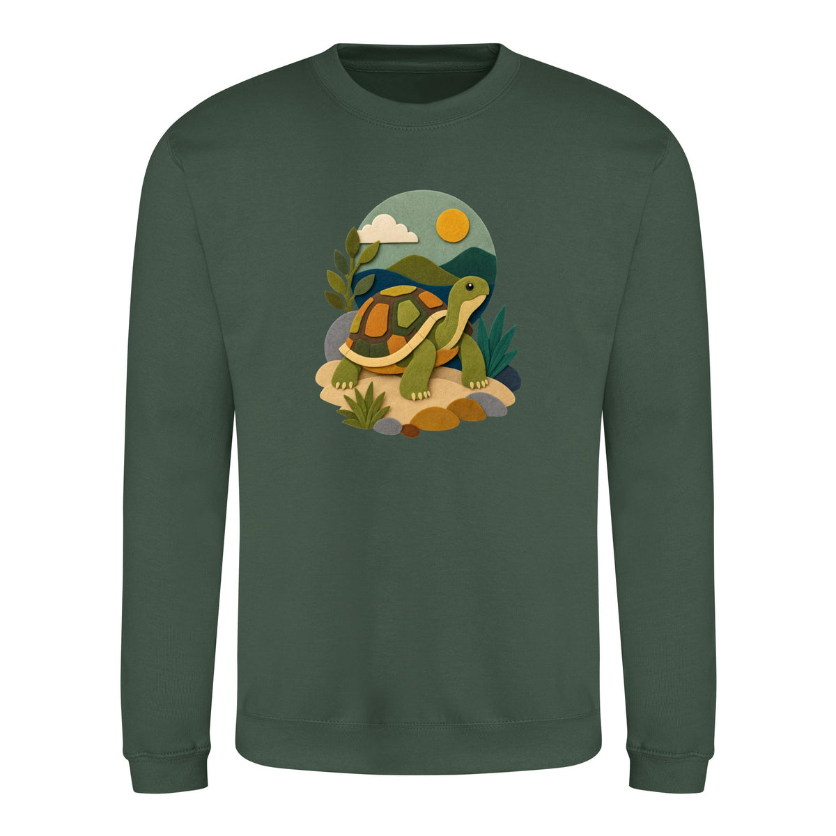 Tortoise on the Trail Adult Sweatshirt - Felt & Fauna Bottle Green colour variant image