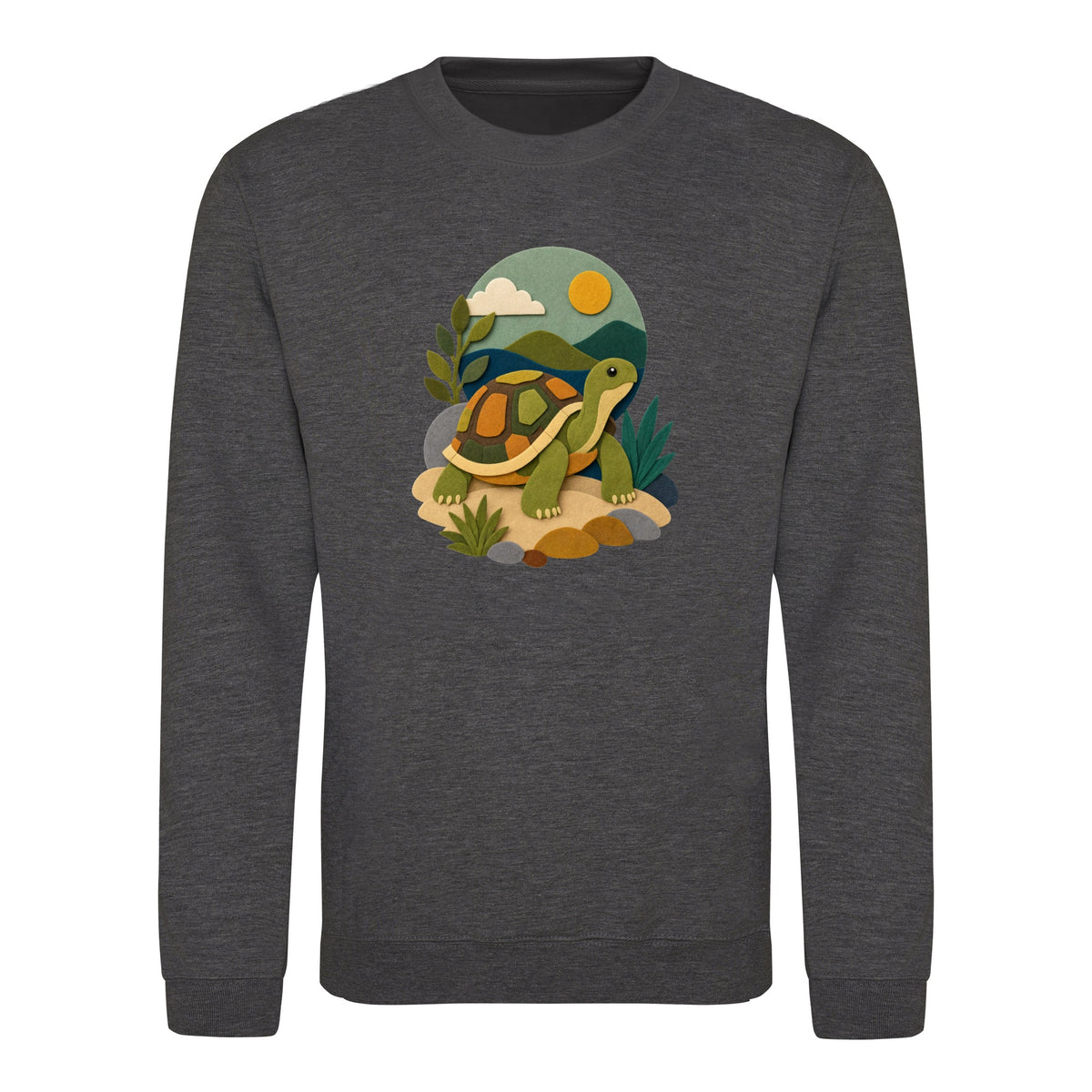 Tortoise on the Trail Adult Sweatshirt - Felt & Fauna Charcoal colour variant image