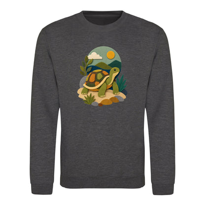 Tortoise on the Trail Adult Sweatshirt - Felt & Fauna Charcoal colour variant image