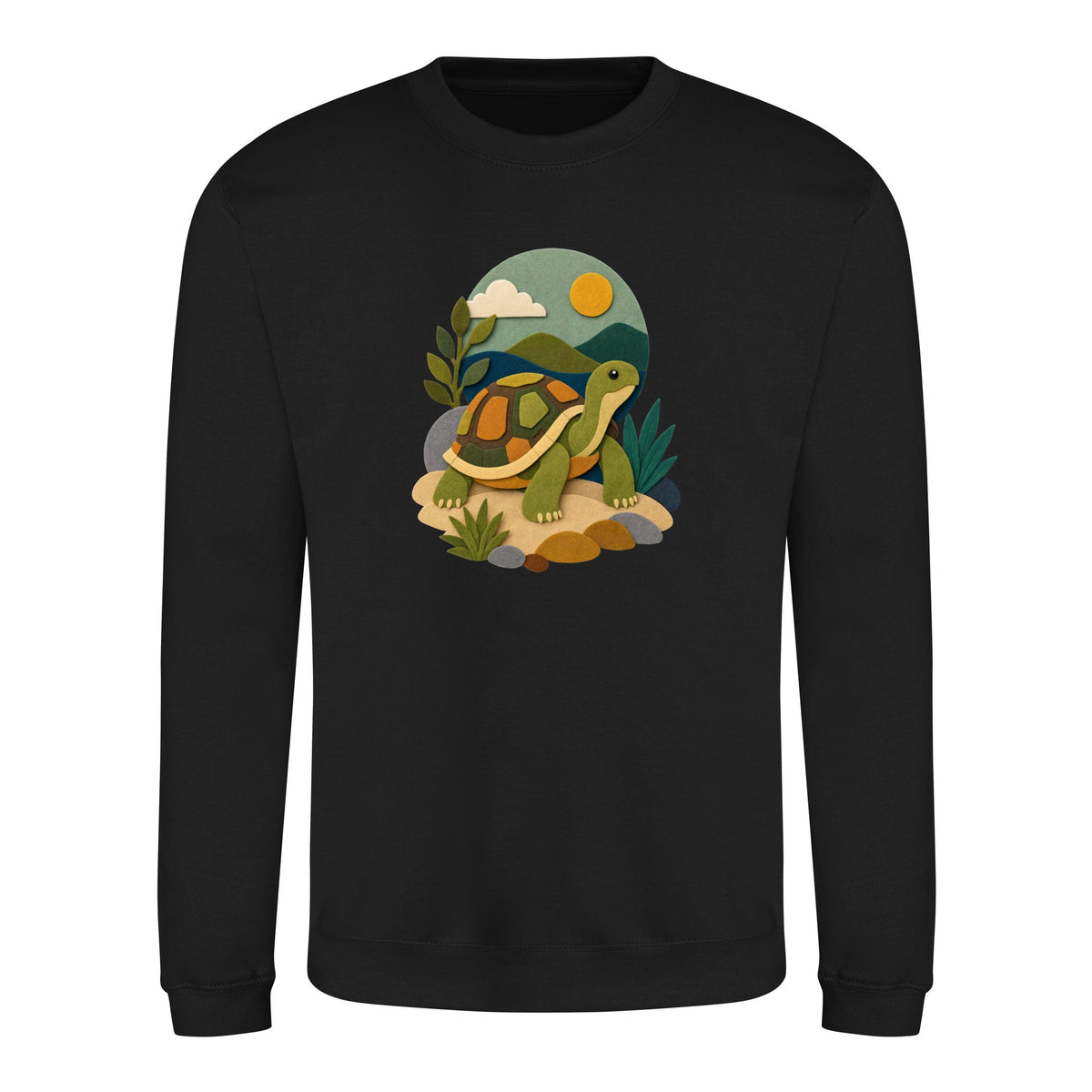 Tortoise on the Trail Adult Sweatshirt - Felt & Fauna Deep Black colour variant image