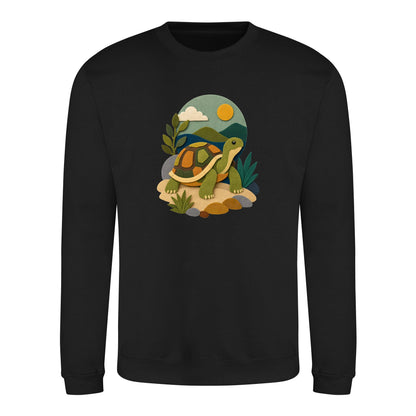 Tortoise on the Trail Adult Sweatshirt - Felt & Fauna Deep Black colour variant image