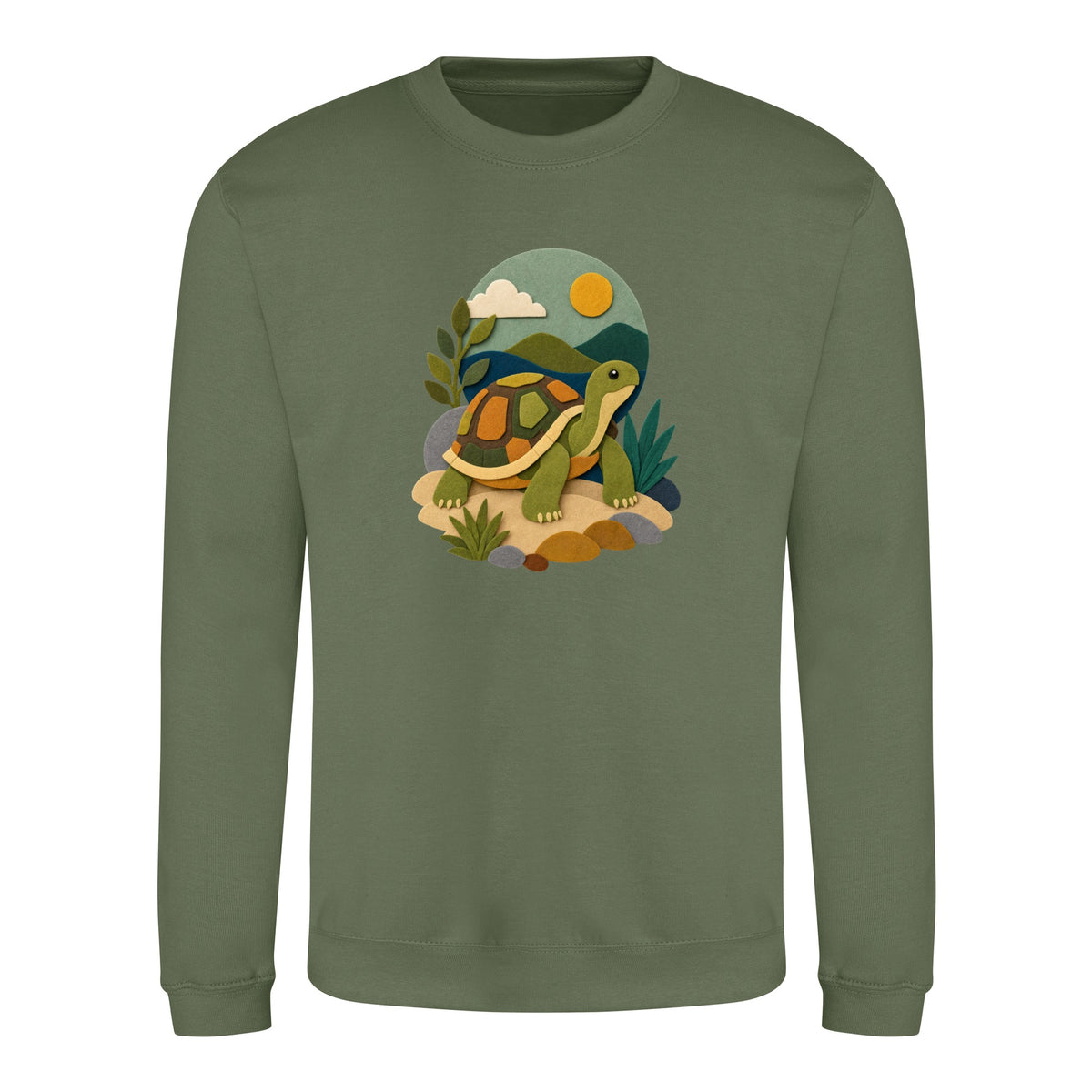 Tortoise on the Trail Adult Sweatshirt - Felt & Fauna Earthy Green colour variant image