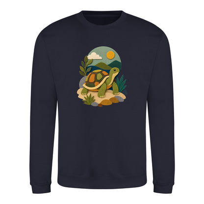 Tortoise on the Trail Adult Sweatshirt - Felt & Fauna French Navy colour variant image