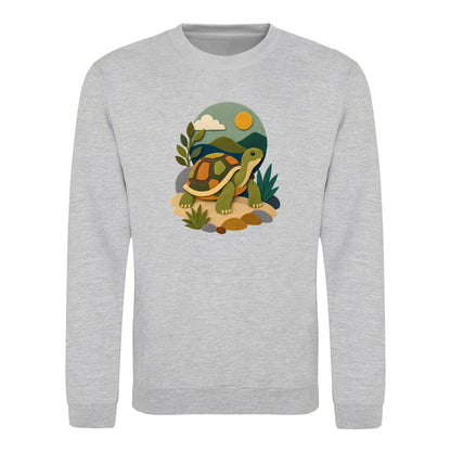 Tortoise on the Trail Adult Sweatshirt - Felt & Fauna Heather Grey colour variant image
