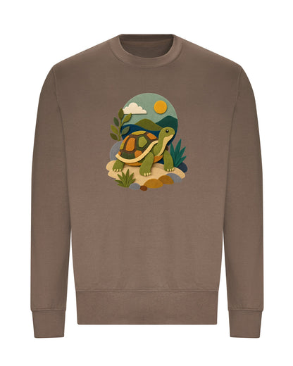 Tortoise on the Trail Adult Sweatshirt - Felt & Fauna Mocha Brown colour variant image