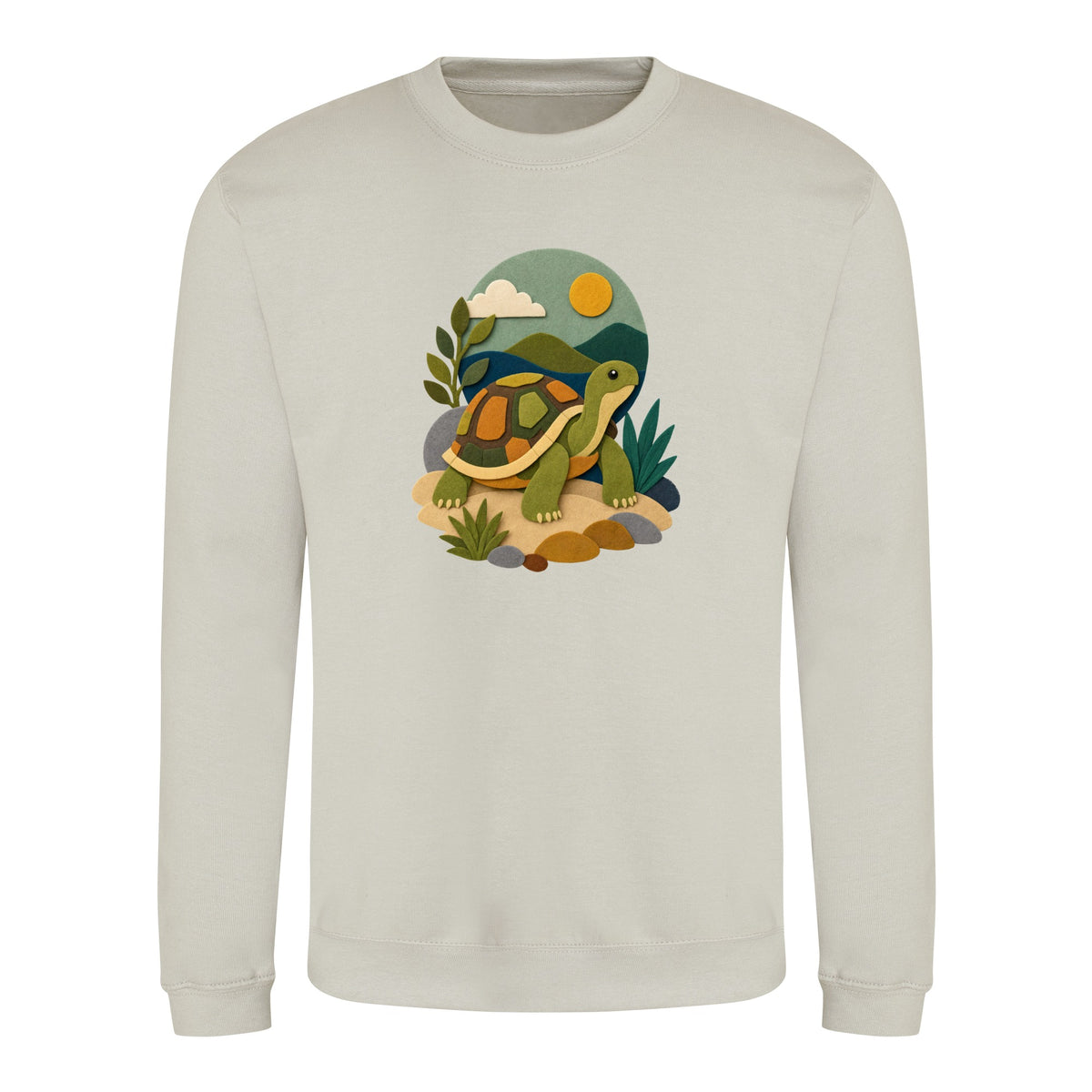 Tortoise on the Trail Adult Sweatshirt - Felt & Fauna Natural Stone colour variant image