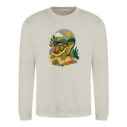 Tortoise on the Trail Adult Sweatshirt - Felt & Fauna Natural Stone colour variant image