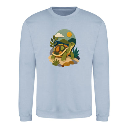 Tortoise on the Trail Adult Sweatshirt - Felt & Fauna Sky Blue colour variant image