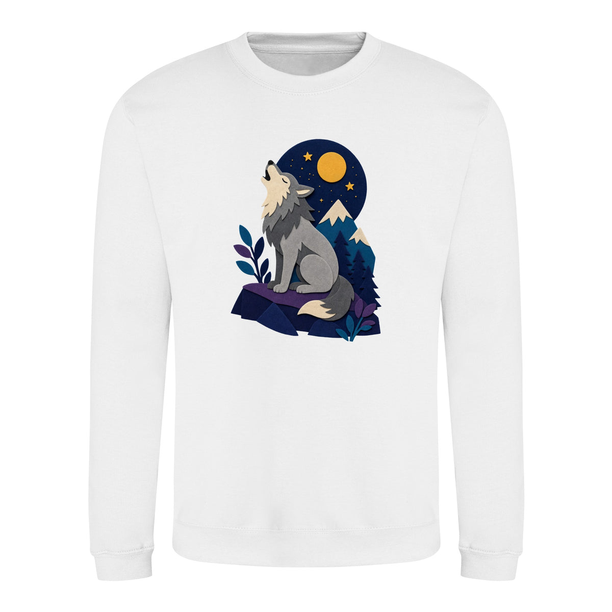 Wolf Beneath the Moon Adult Sweatshirt - Felt & Fauna Arctic White colour variant image