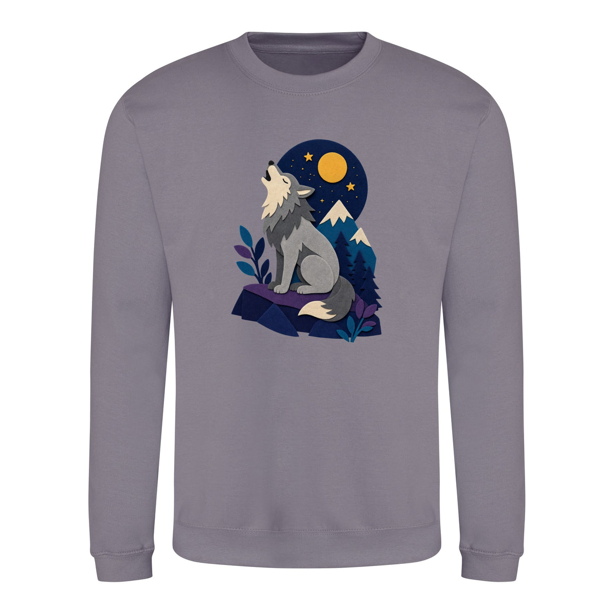Wolf Beneath the Moon Adult Sweatshirt - Felt & Fauna Dusty Lilac colour variant image