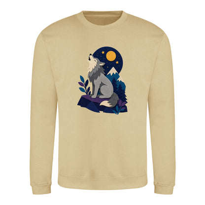 Wolf Beneath the Moon Adult Sweatshirt - Felt & Fauna Desert Sand colour variant image