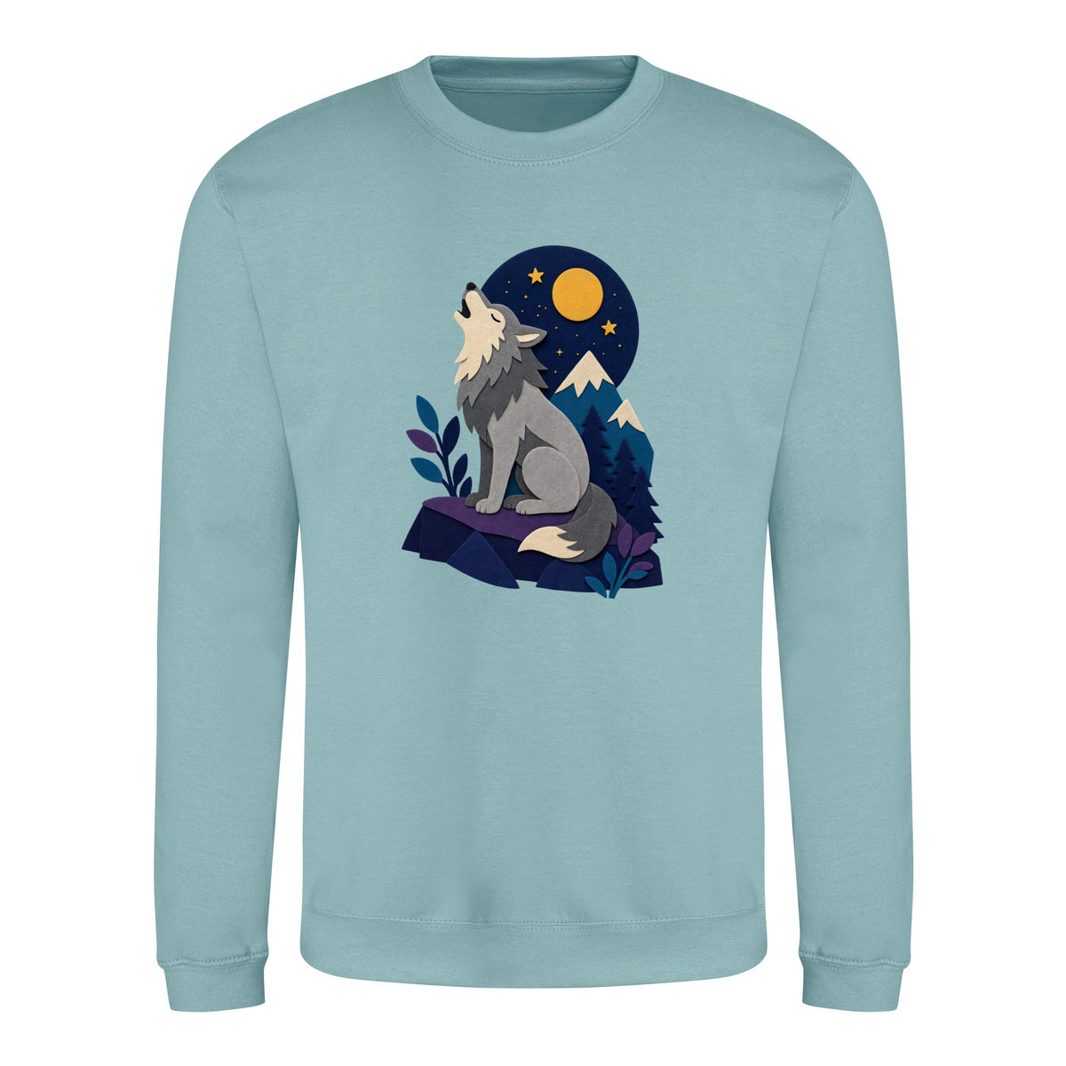 Wolf Beneath the Moon Adult Sweatshirt - Felt & Fauna Seafoam colour variant image