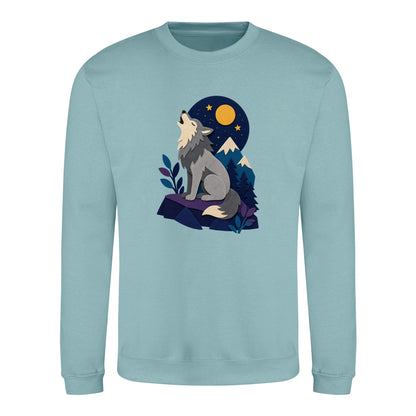 Wolf Beneath the Moon Adult Sweatshirt - Felt & Fauna Seafoam colour variant image