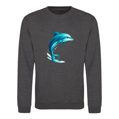 Dolphin in Motion Adult Sweatshirt - Prism Kingdom Charcoal colour variant image