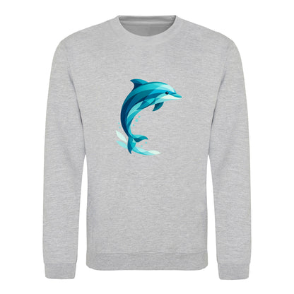 Dolphin in Motion Adult Sweatshirt - Prism Kingdom Heather Grey colour variant image