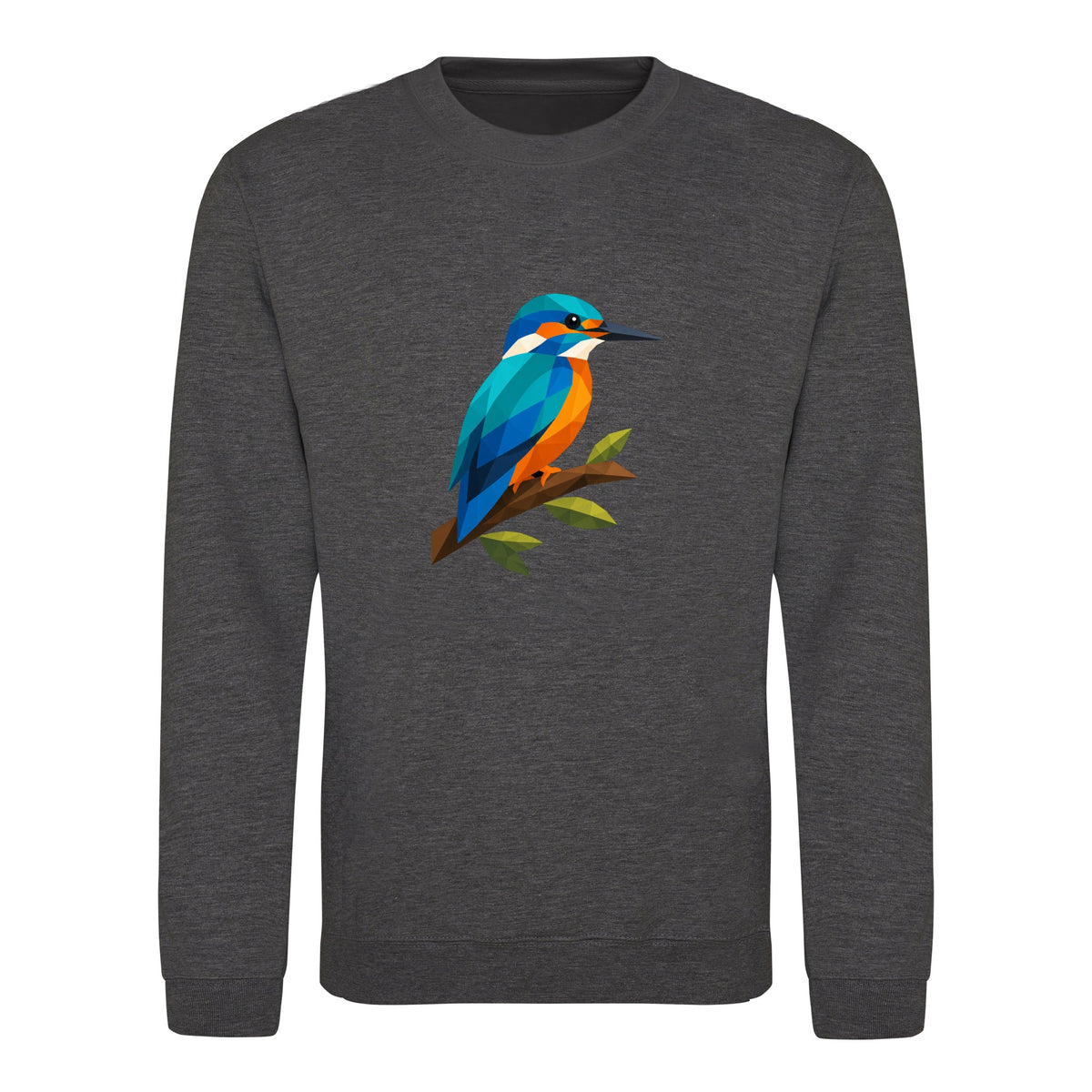 Kingfisher Among Reeds Adult Sweatshirt - Prism Kingdom Charcoal colour variant image