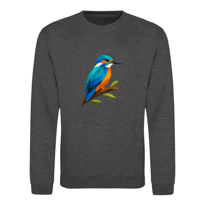 Kingfisher Among Reeds Adult Sweatshirt - Prism Kingdom Charcoal colour variant image