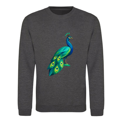 Peacock in Prism Adult Sweatshirt - Prism Kingdom Charcoal colour variant image