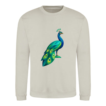 Peacock in Prism Adult Sweatshirt - Prism Kingdom Natural Stone colour variant image