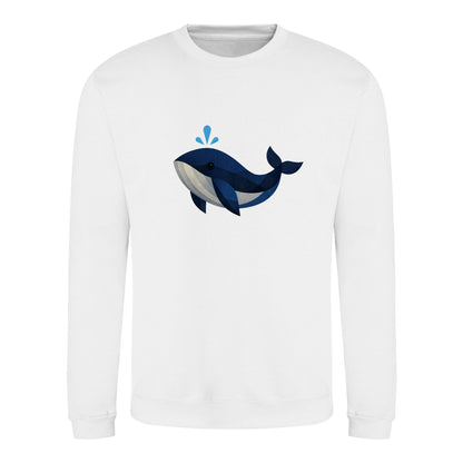 Whale in Blue Adult Sweatshirt - Prism Kingdom Arctic White colour variant image