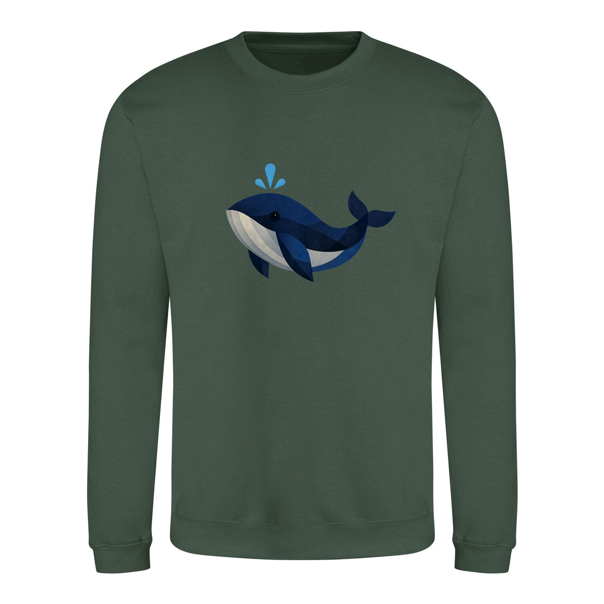 Whale in Blue Adult Sweatshirt - Prism Kingdom Bottle Green colour variant image