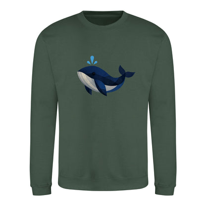 Whale in Blue Adult Sweatshirt - Prism Kingdom Bottle Green colour variant image
