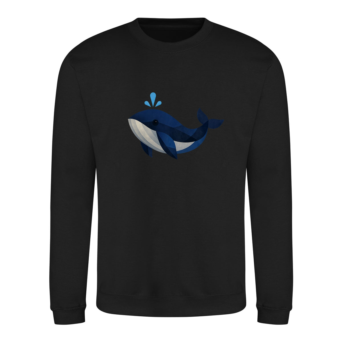 Whale in Blue Adult Sweatshirt - Prism Kingdom Deep Black colour variant image