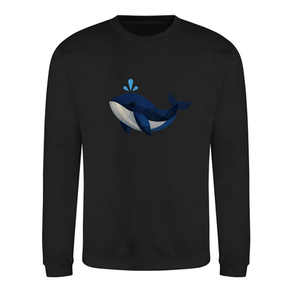 Whale in Blue Adult Sweatshirt - Prism Kingdom Deep Black colour variant image