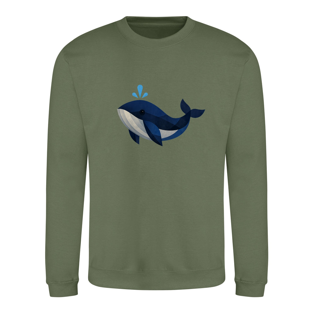 Whale in Blue Adult Sweatshirt - Prism Kingdom Earthy Green colour variant image